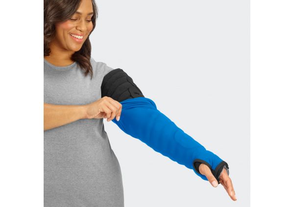 Managing upper limb lymphoedema with use of a combined armsleeve
